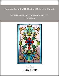 Baptism Record of Helderburg Reformed Church, Guilderland Center, NY 1786-1860