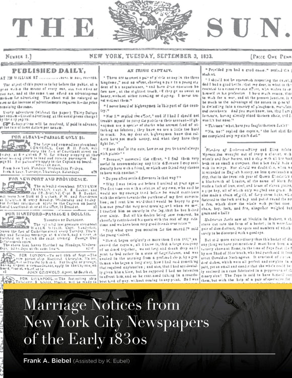 Marriage Notices from New York City Newspapers of the Early 1830s
